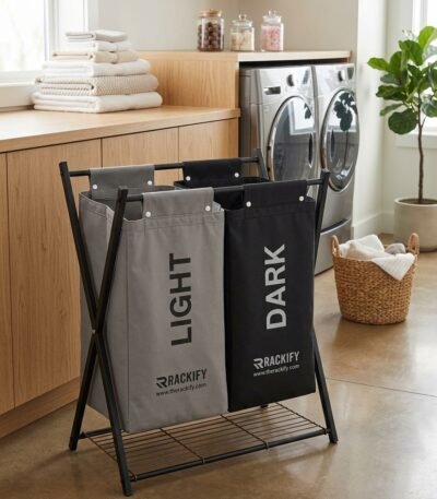 compartment laundry basket for light and dark clothes