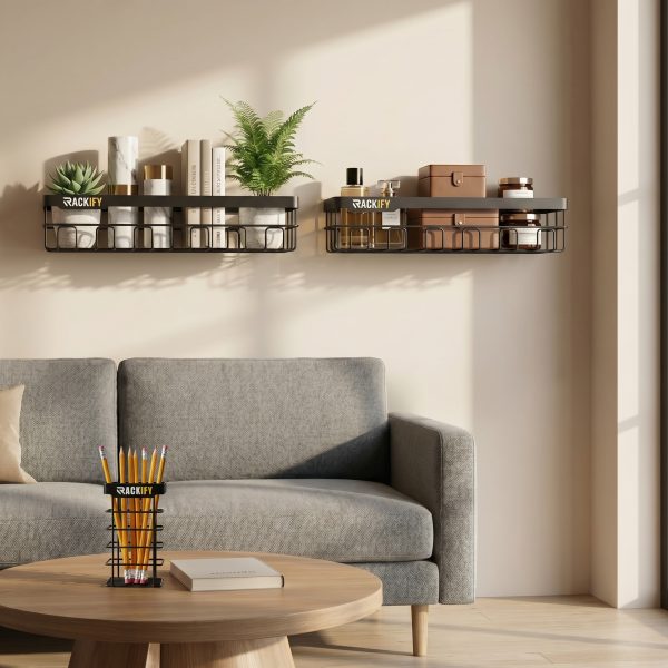 Wall-Mounted Metal Storage Rack Set with Table Organizer